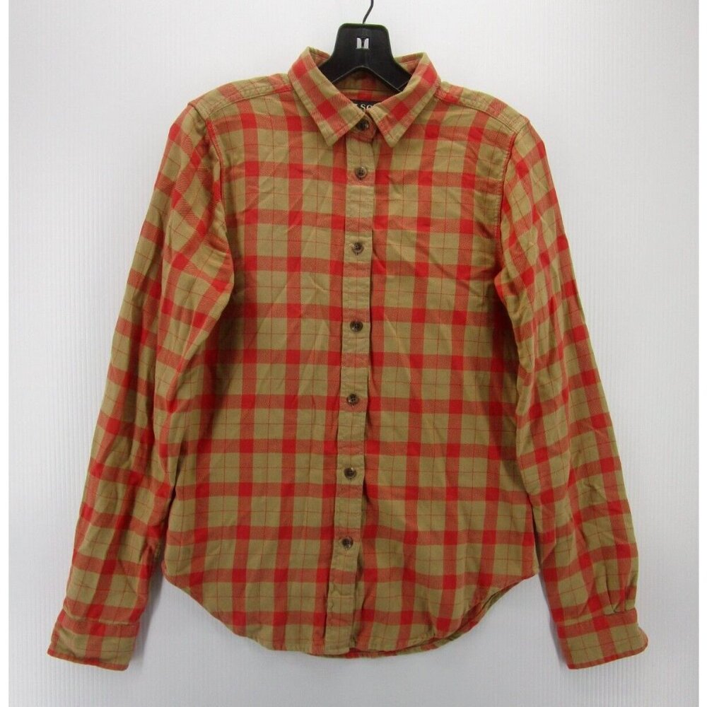 Filson Top Small Orange Alaskan Guide Shirt Button Up Plaid Cotton